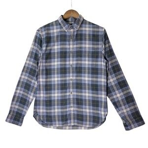 Vince Mens Flannel Shirt S‎ Blue Gray Plaid Butto Down Long Sleeve Casual